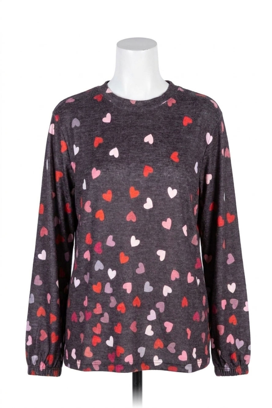 NEW PJ SALVAGE kiss me goodnight long sleeve lounge top in slate